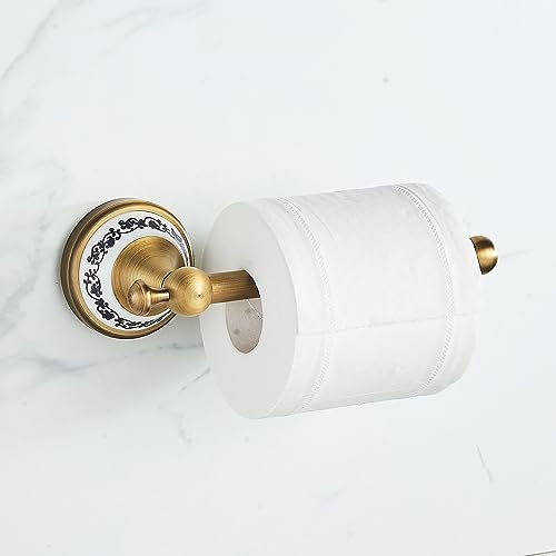 Toilet Paper Holder, Bathroom Toilet Paper Roll Holder Antique Bronze Brass Wall Mounted Bathroom Hardware Accessories,Porcelain Design - color: Toilet Paper Holder