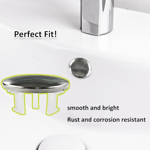 4 Pack Stainless Steels Sink Trim Overflow Covers,Single Layer Bathroom Basin Overflow Cover Hole Insert Cap,Basin Over flow Ring Round Hole Caps Insert Spares for Kitchen Bathroom - style: Single-layer Spherical