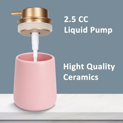 Soap Dispenser Ceramic with Easy-to-Press Pump Hand Lotion Liquid Dispenser for Shampoo Bathroom Kitchen 12 oz - color: Liquid-pinkmattlegold