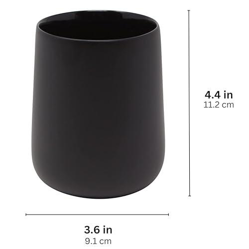 Yew Design Matte Black Bathroom Toothbrush Holder Cup - Round - color: Round Matte Black