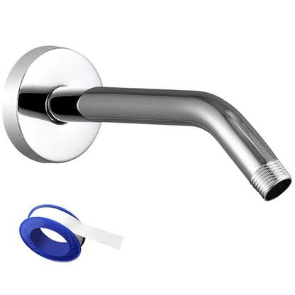 Voolan Shower Arm with Flange and Teflon Tape, Extension Shower Head Arm for Bathroom Fixed Shower Head, Solid Stainless Steel, Wall Mounted (10 Inch, Chrome) - color: Chrome, style: 10 Inch