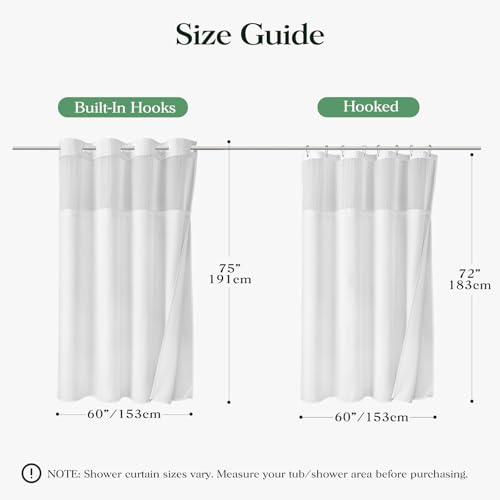 White Hook Free Waffle Shower Curtain & Snap-in Fabric Liner,60x75 | Less Time to install, 3 in 1 Fabric Shower Curtain and Liner Set with Magnets, Stall, Shower Curtains for Bathroom - color: A White, size: 60"W x 75"L (Pack of 1)