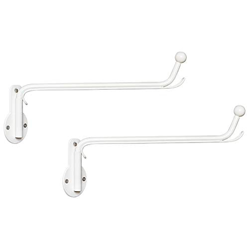 Mkono Wall Mounted Drying Rack Laundry Hook with Swing Arm Valet Rod 2 Pack | White, Laundry Room Organization, Space Saving, Foldable, Easy Install, Wall Clothes Hanger, Closet Bathroom Bedroom Organize - color: White