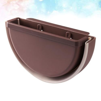 TOYANDONA Foldable Wall Mounted Storage Bin Plastic Hanging Trash Container Coffee Color for Bathroom and Office Use Compact Space-Saving Waste Basket