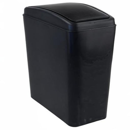 4.5 Gallon Plastic Swing-Top Trash Can, Garbage Can with Lid, Black | Plastic Material, Swing Lid Design, Ideal For Bathroom, Bedroom, Dorm & Office Use