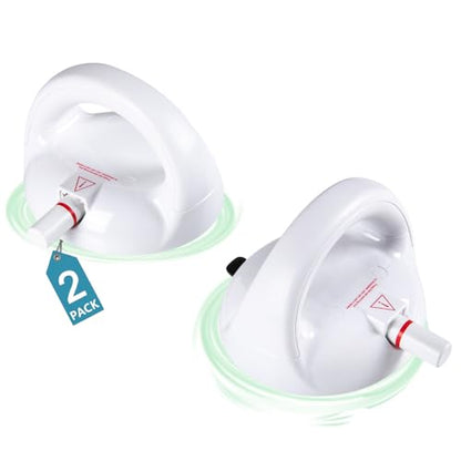 Upgraded Suction Shower Grab Bar, Extra Strong 418lb Suction Handle for Bathtubs, Showers, and Toilets, Safety for Elderly/Seniors, White, 2 Pack