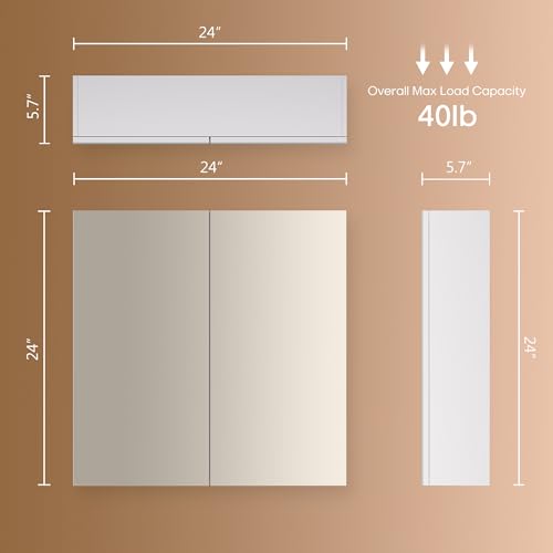 24x24 Bathroom Wall Cabinet, Saver Storage Cabinet, Medicine Cabinet with 2 Door and Adjustable Shelves，Flat-Pack Design – Assembly Required - size: W24 x H24 2 Door
