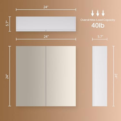 24x24 Bathroom Wall Cabinet, Saver Storage Cabinet, Medicine Cabinet with 2 Door and Adjustable Shelves，Flat-Pack Design – Assembly Required - size: W24 x H24 2 Door