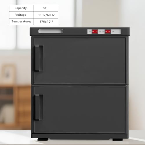 32L Hot Towel Warmer Cabinet, Large Professional Towel Heater - Black | Rust Resistant, Stainless Steel Racks, Large Capacity, Towel Warmer for Spa Massage Salon Home - color: Black, size: 32L
