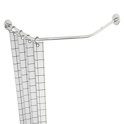 Corner Shower Curtain Rod, Adjustable 304 Stainless Steel | for Bathroom Clothing Stores, Wall Mount Curved Shower Rod Fits 17.72-29.53 In Sides, Used for Toughened Glass Walls