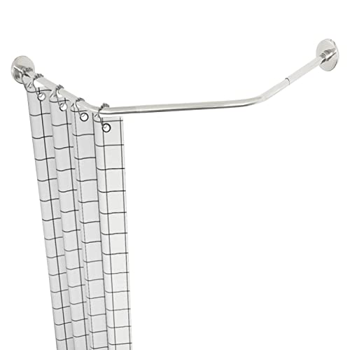 Shower Curtain Rod, Wall Mount Curved Shower Curtain Rod, Stainless Steel Shower Rod Tension Curtain Rod Rail for Bathroom, Bathtub, Dressing Room, Bedroom Silver