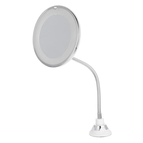 Led Lighted Makeup Mirror Magnify Suction Cup Tabletop for Bathroom Magnifying Cosmetics Mirror - color: White