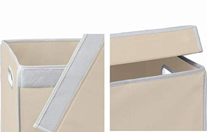 Simple Houseware Double Laundry Hamper with Lid & Removable Bags, Beige | Heavy Duty 600D Polyester, Water-Resistant Surface - color: Beige