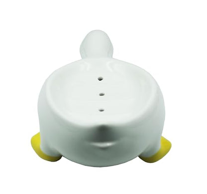 Duck Ceramic Soap Dish with Drain, 7.87 Inch Cute Duck Shaped Soap Tray, Sponge Holder, for Shower,Bathroom,Bar,Kitchen - color: Duck Soap Dish