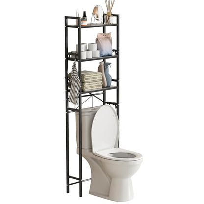 Over The Toilet Storage Carbon Steel, Bathroom Over Toilet Organizer Rack with Adjustable Shelf, 3-Tier Freestanding Above Toilet Shelf for Bathroom, Laundry, Space Saver,18.9"Wx7.9"D x65"H