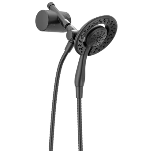Delta Faucet 4-Setting In2ition 2-in-1 Dual Shower Head with Clarifi Standard Shower Filter Attachment and Filter, Black Shower Head with Filter, Filtered Shower Head, Matte Black 7SF110BBL - color: Matte Black
