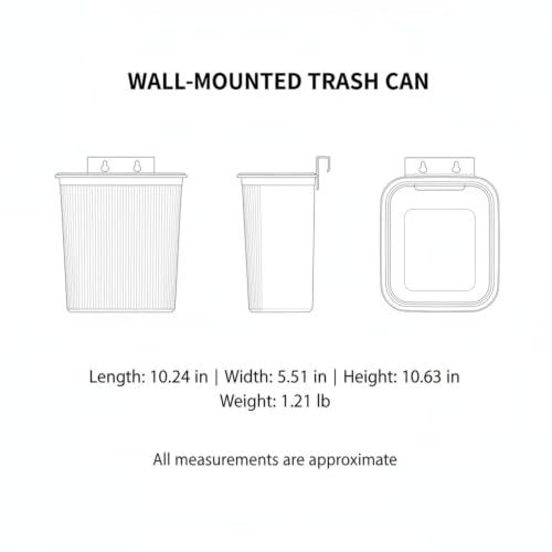 Wall-Mounted Trash Can, Compact 1.06 Gallon Waste Bin for Kitchen Cabinet or Bathroom, Space-Saving PP Plastic Disposal Unit (1 PC) - color: Gray