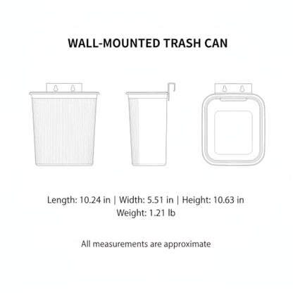 Wall-Mounted Trash Can, Compact 1.06 Gallon Waste Bin for Kitchen Cabinet or Bathroom, Space-Saving PP Plastic Disposal Unit (1 PC) - color: Gray