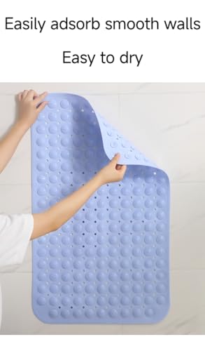 White 30×18 Upgraded Raised-dot Bathroom Non-Slip Suction Cups, Shower mats and Bathtub mats with Drain Holes and Small Raised dots for Comfortable Massage. Machine-Washable and Durable.