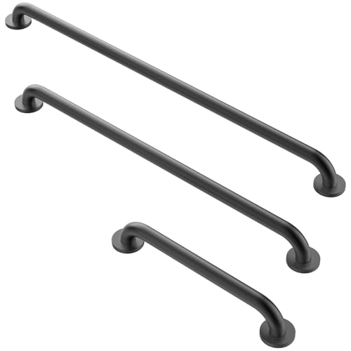 Grab Bar Bundle Black for Commercial Residential Restrooms - ADA Compliance - 304 Stainless Steel -1.5" Diameter - 18", 36", 42" - Pack of 3 - color: Black