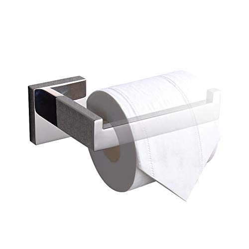 TASTOS Polished Chrome Toilet Paper Holder SUS304 Stainless Steel, Modern Square Half Open Bathroom 5 inch TP Holder Wall Mount Rustfree Tissue Roll Dispenser for Washroom Kitchen - color: Polished Chrome, size: Square (1 pack)