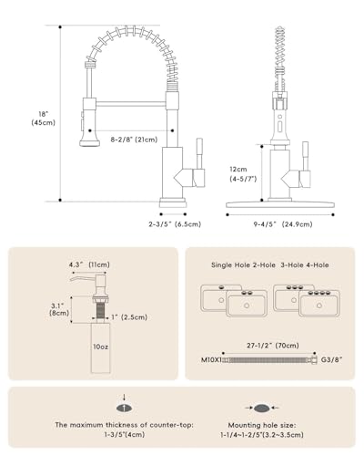 APPASO Black Kitchen Faucet with Soap Dispenser & Pull Down Sprayer | NSF/ANSI/CAN 372 & Lead-free, SUS304 Stainless Steel 3 Modes Faucet for Farmhouse, Bar & RV - color: Black Matte