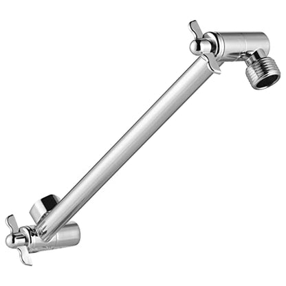 Shower Head Extension Arm - 11" Solid Brass Shower Arm with Universal Connection to Showerheads - Easily Adjustable The Height and Angle of The Rain or Handheld Shower heads (Chrome) - color: Chrome