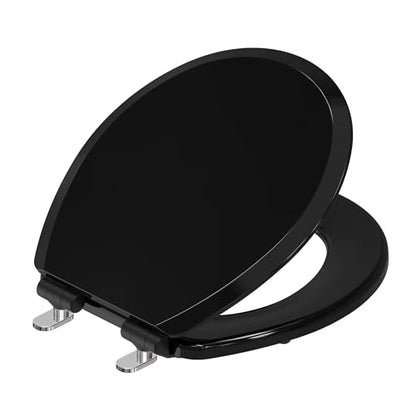 Pro Elite Heavy-Duty Wood Toilet Seat, Round, Black | Magnetic Quick-Release Easy-Clean and Change, HushMotion Soft Close, StainShield High-Gloss Finish, Arch-Tite Secure Fit - color: Black, size: Round