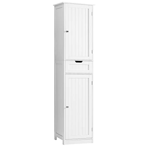 Iwell 67" Tall Bathroom Cabinet, Storage Cabinet with 2 Doors & 1 Drawer, Bathroom Storage Cabinets with Adjustable Shelves, for Living Room, Entryway, Home Office, White - color: White