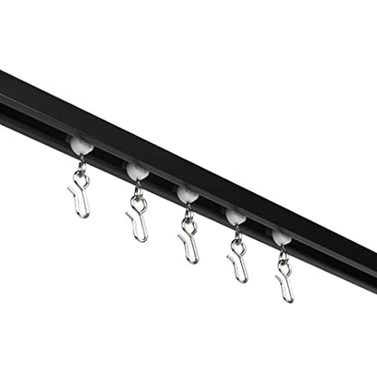 Curtain Track - Ceiling Mounted Curtain Rail for Curtains, Drapes, and Room Dividers - USA Made - Small+ (12 Feet), Jet Black - color: Jet Black, size: Small+ (12 Feet)