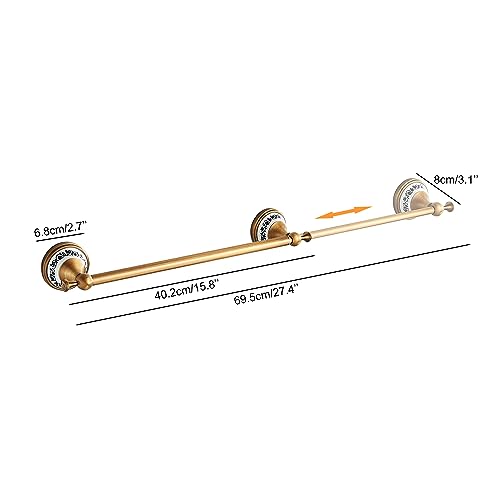 Antique Bronze Brass Towel Bar,Adjustable 15.5 to 27.5 Inch Bath Towel Bar Rack for Bathroom Towel Holder, Wall Mounted Bathroom Hardware Accessories,Porcelain Design - color: Single Towel Bar