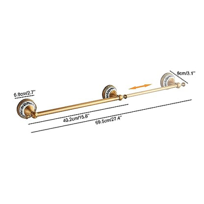 Antique Bronze Brass Towel Bar,Adjustable 15.5 to 27.5 Inch Bath Towel Bar Rack for Bathroom Towel Holder, Wall Mounted Bathroom Hardware Accessories,Porcelain Design - color: Single Towel Bar