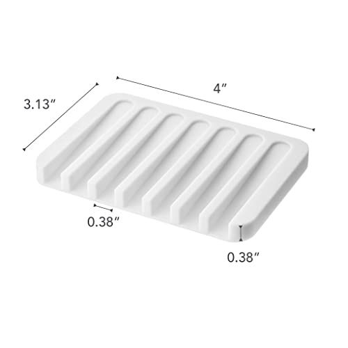 Yamazaki Home Soap Tray - Silicone Holder Dish for Sink, Silicone, No Assembly Req. | Sloped base directs water back into the sink to keep counters dry. Easy-to-clean design requires no assembly. Saves space.