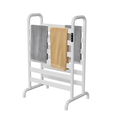 Towel Warmer Rack, Electric Heated Towel Rack for Bathroom, Freestanding Adjustable Temperature 110–170°F with Timer & Overheat Protection, Large Aluminum Towel Heater, 12 Fast Heating Bars - color: White