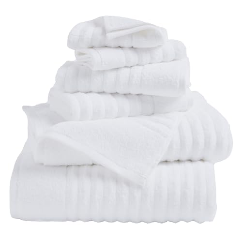 Great Bay Home Bath Towel Set - 100% Cotton 6 Piece Towel Set - Absorbent & Quick-Dry Towels for Bathroom (White) - color: White, size: 6 Piece Set