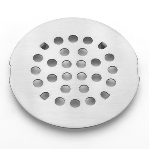 Snap-in Shower Drain Cover 4-1/4 inch Shower Strainer Grid Round (1, Brushed Nickel) - color: Brushed Nickel