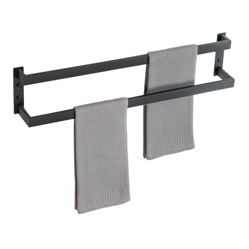 Alise Double Towel Bar, 28" Double Towel Racks for Bathroom, Matte Black | Bathroom Towel Rack Wall Mounted, 3.54" Wide Faster Drying, Ladder Design, SUS304 Stainless Steel - color: Matte Black, size: 28-inch