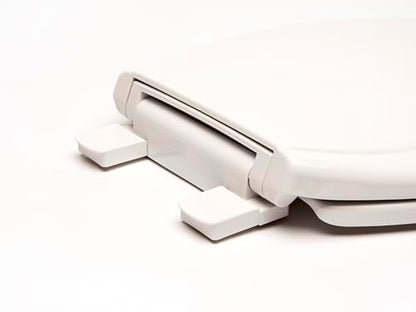 2Q1E6-04 Builder Grade Slow Close Plastic Toilet Seat with Vari Adjust Lok-Down R'N'C Hinge and Quik-Lok Mounting Hardware, Elongated, Cotton White - color: Cotton White, style: Elongated