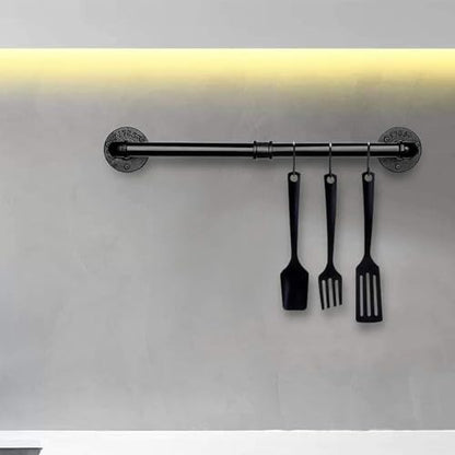 Industrial Pipe Towel Rack Towel Bar, Heavy Duty Wall Mounted Rustic Farmhouse Bath Towel Holder for Bathroom (Black, 18 Inch) - color: Black, size: 18 inch