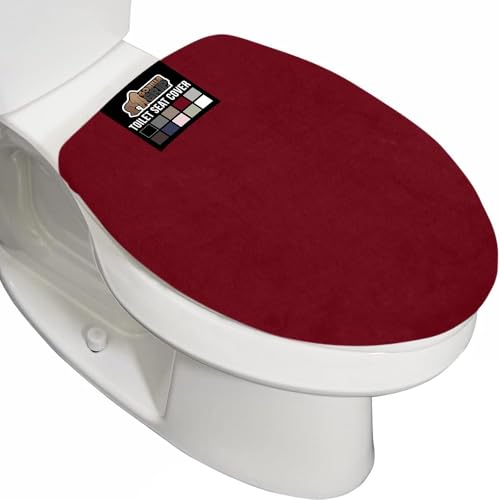 GORILLA GRIP Thick Memory Foam Bathroom Toilet Lid Seat Cover, Soft Velvet Topside, Machine Wash, Plush Cushioned Covers Fits Most Size Lids, Decorative Bath Room Accessories, 19.5x18.5, Burgundy - color: Burgundy, style: Memory foam