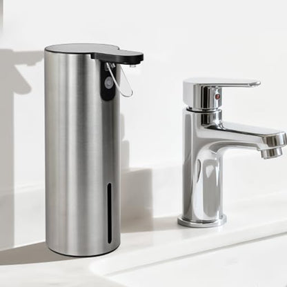 Electric Foaming Soap Dispenser, Rechargeable Touch Foam Hand Soap Dispenser for Bathroom, Stainless Steel Press Soap Pump for Kitchen, Water-Resistant, Xmas Gift - color: Gray
