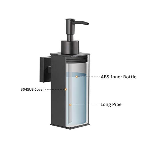 BGL Soap Dispenser Stainless Steel 304 Wall Mount Black Liquid and Soap Dispenser for Kitchen and Bathroom - color: Black