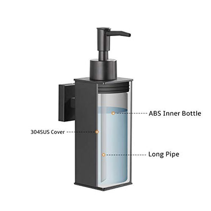 BGL Soap Dispenser Stainless Steel 304 Wall Mount Black Liquid and Soap Dispenser for Kitchen and Bathroom - color: Black