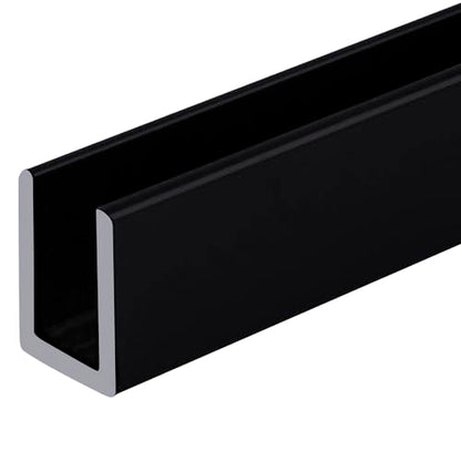 Brixwell SDCD38MBL-CCP4 Matte Black 3/8" Fixed Panel Shower Door Deep U-Channel 4 inch Sample - color: Matte Black, size: 4 Inch - Sample