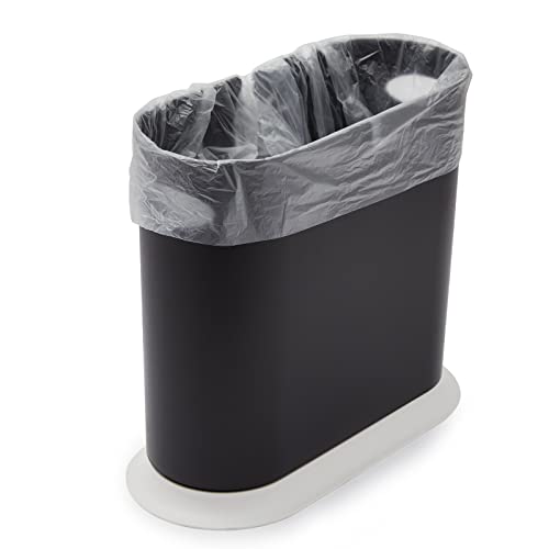 Juvale Bathroom Trash Can - 3.17 Gallon (12L), White - Slim Narrow Waste Basket with Press-Top Lid - Slim Kitchen Trash & Garbage Bin for Bathroom Decor