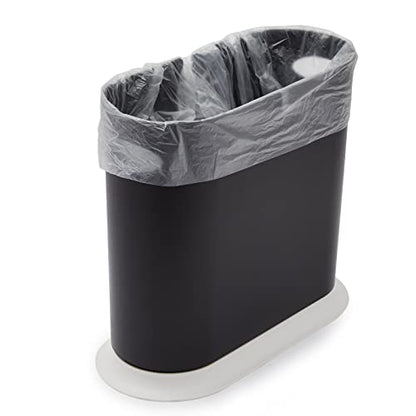 Juvale Bathroom Trash Can - 3.17 Gallon (12L), White - Slim Narrow Waste Basket with Press-Top Lid - Slim Kitchen Trash & Garbage Bin for Bathroom Decor