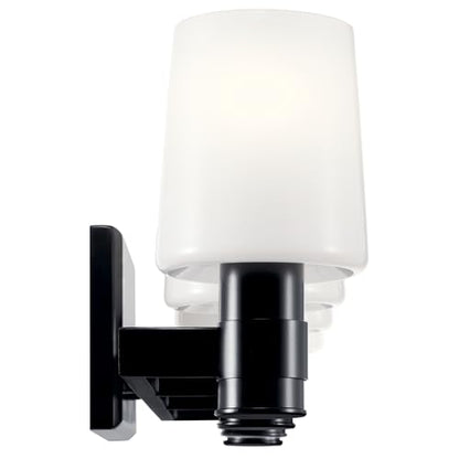 Kichler Adani 4-Light Bathroom Vanity Light, Black | Modern vanity light with opal glass for bathrooms and powder rooms (30" x 8.25"), 55177BK - color: Black, size: 30"