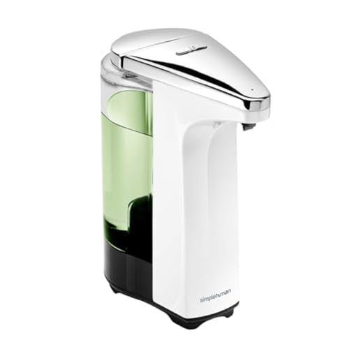 simplehuman 8 oz. Touch-Free Sensor Liquid Soap Pump Dispenser with Soap Sample, White - color: White, size: 8 oz. Battery Operated