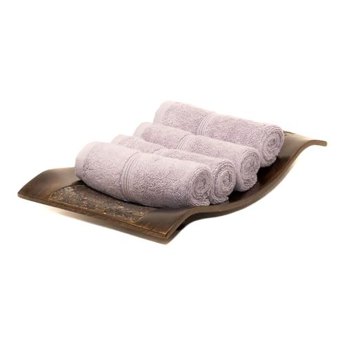 Mosobam Turkish Washcloths, 4 Pack, 13 x 13 in, 700 GSM, Lavender Aura | 4 washcloth face towels, 13 x 13 in, 700 GSM, 50% viscose made from bamboo and 50% Aegean Turkish cotton, plush and absorbent - color: Lavender Aura, size: Washcloths, Set of 4