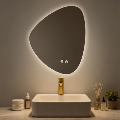 LED Bathroom Mirror with Lights, 19 x 24 Inch Led Bathroom Vanity Mirror for Wall, Anti Fog Mirror for Bathroom, 3 Colors and Dimmable Light - color: Clear-irregular, size: 24"L x 19"W